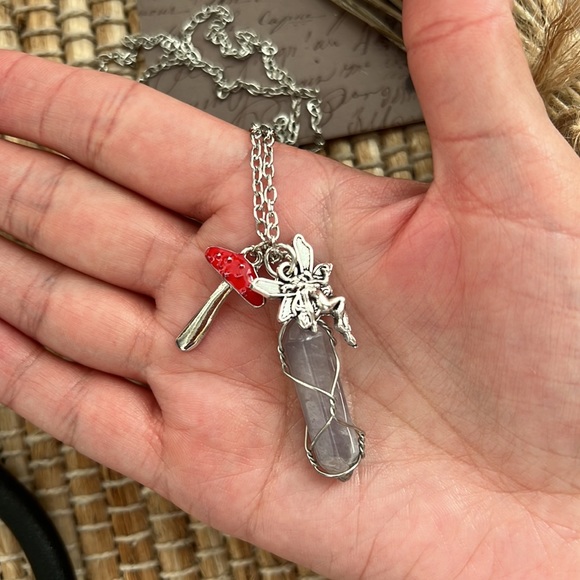 Fairy rock mushroom necklace handmade - Picture 2 of 2